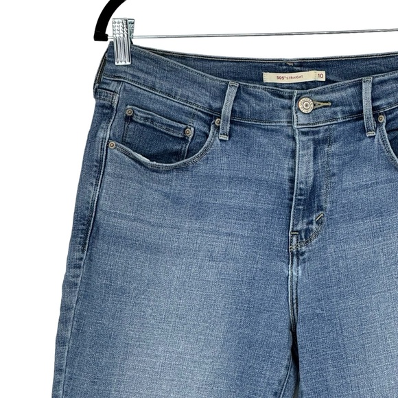 Women’s Levi’s Size 10 Blue 505 Straight Cotton/Viscose/Polyester/Elastane Jeans - Picture 2 of 9